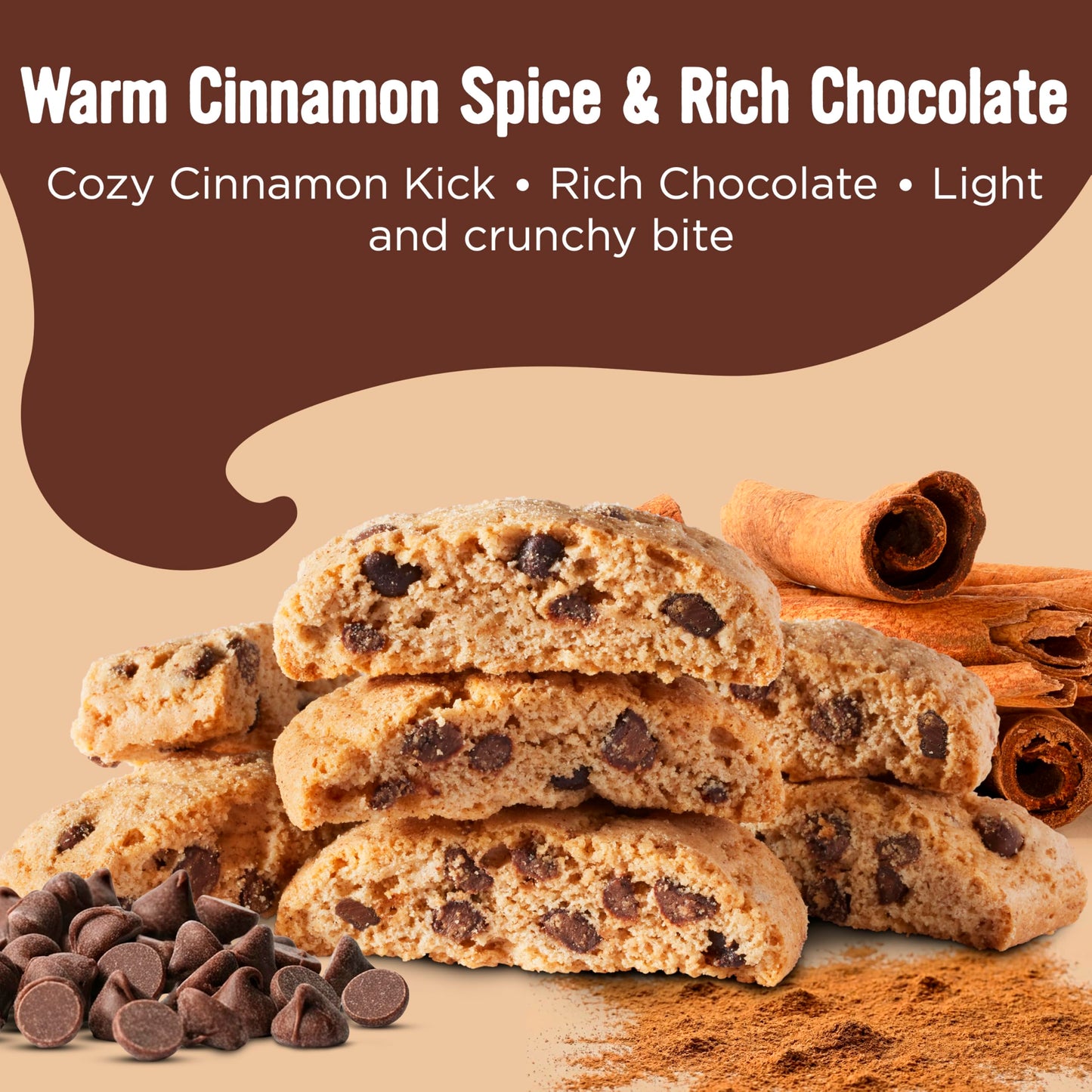 COOPER STREET Twice Baked Cinnamon Chocolate Biscotti Cookies - Crispy Mini Biscotti Cookies Ideal with Coffee - Traditional Low
