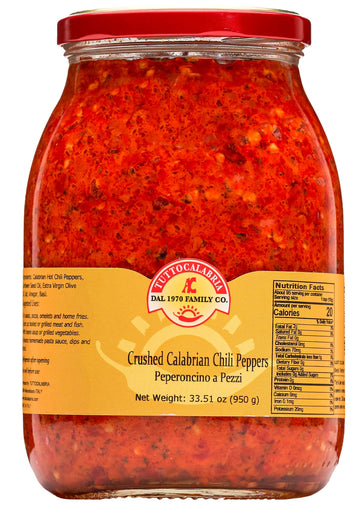 Tuttocalabria Crushed Calabrian Chili Pepper, Paste/Spread, 33.5 Oz Club Pack Size, All Natural, Non-Gmo, Product Of Italy, Glass