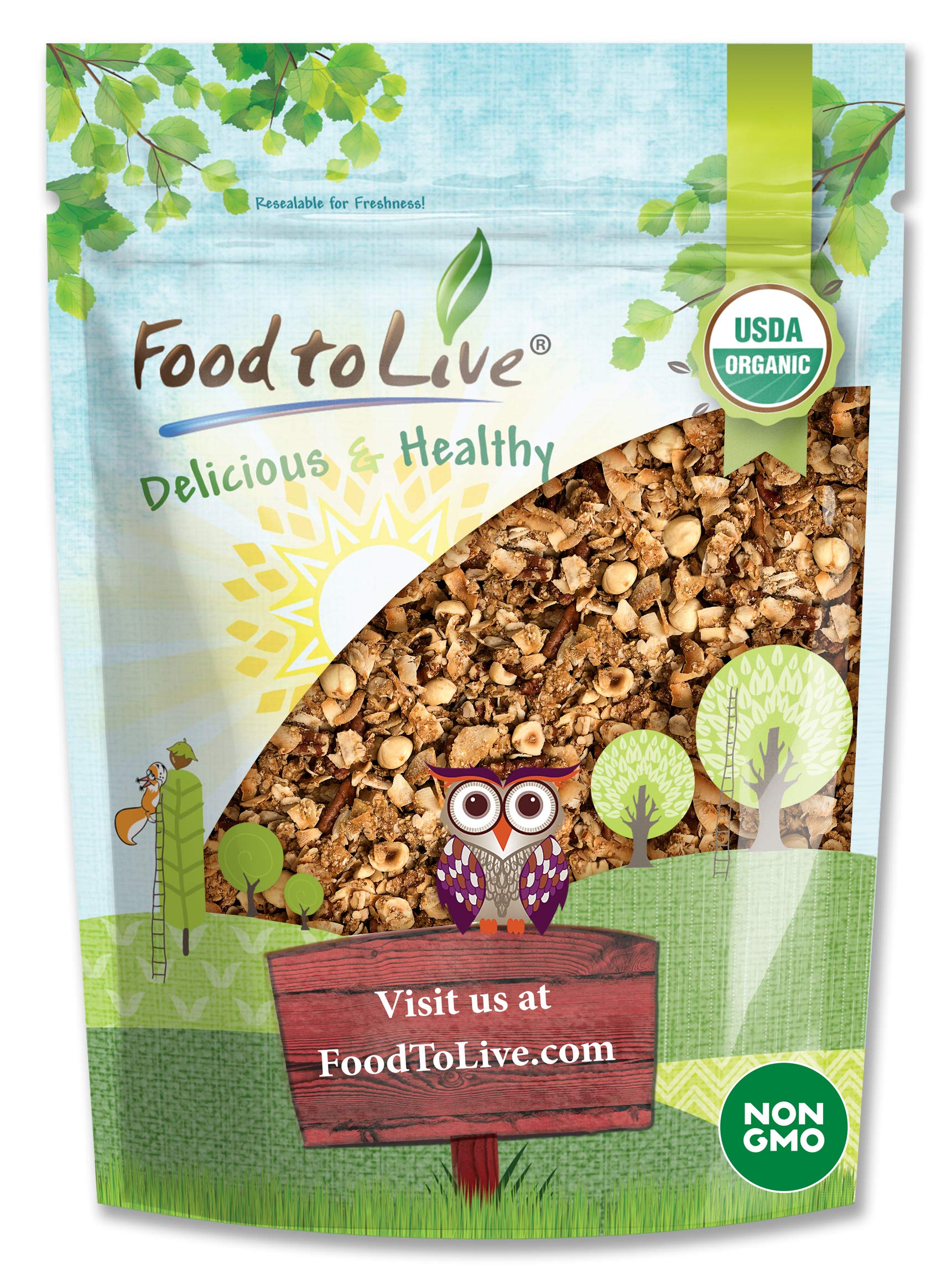 Food to Live Organic Golden Crunchy Granola, 3 Pounds - Small Batch, Handcrafted, Bulk, Great as Snack for Breakfast Cereals, Co