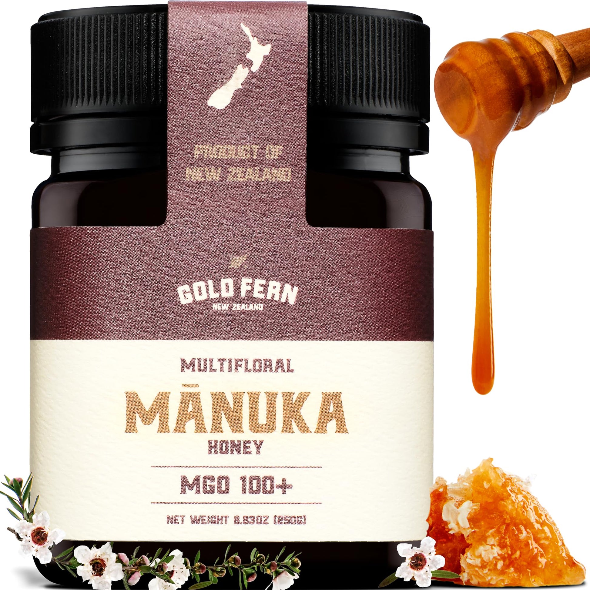 Gold Fern Honey Raw Manuka Honey 8.8oz MGO 100+ Unpasteurized Superfood