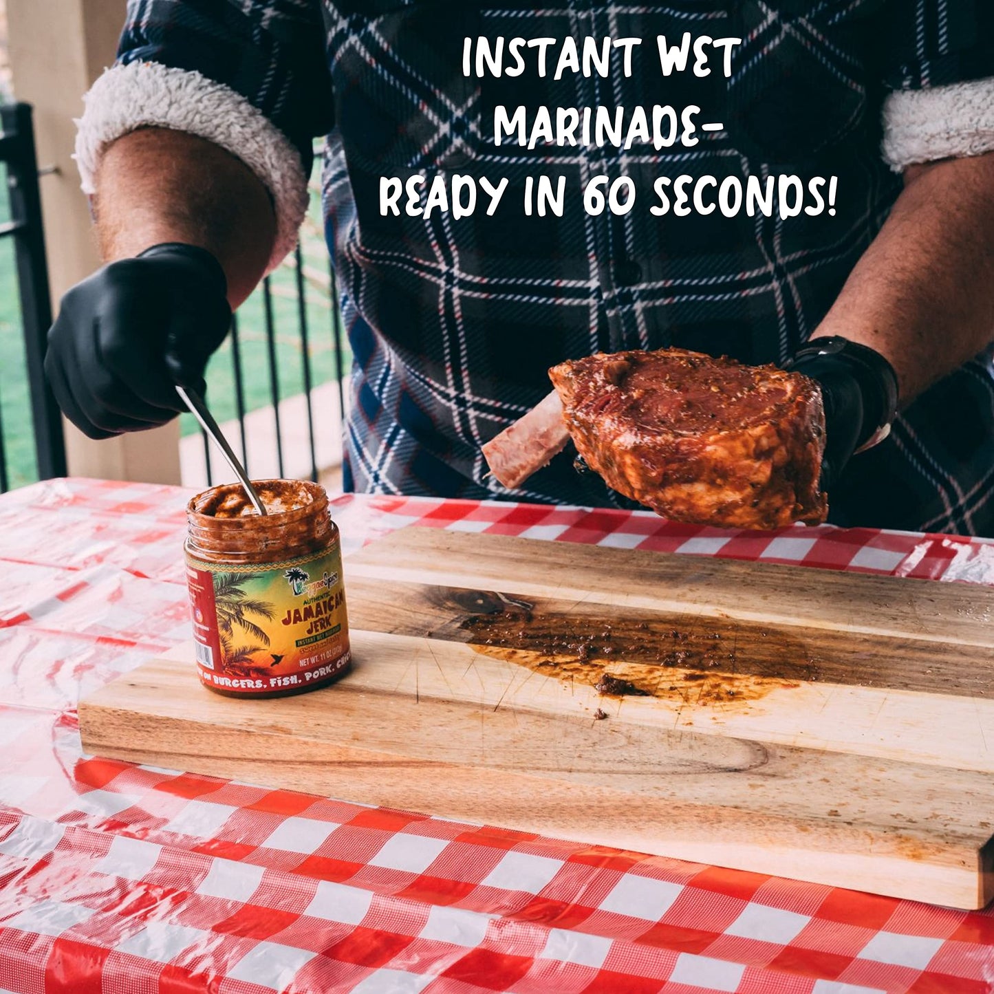 Reggae Spice Jamaican Jerk Seasoning Authentic Wet Rub Marinade Sauce - Perfect For Beef Pork Chicken Seafood And Vegetables - 1