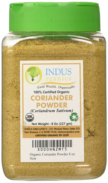 Indus Organics Coriander Seeds Powder, 8 Oz Jar, Premium Grade, High Purity, Freshly Packed