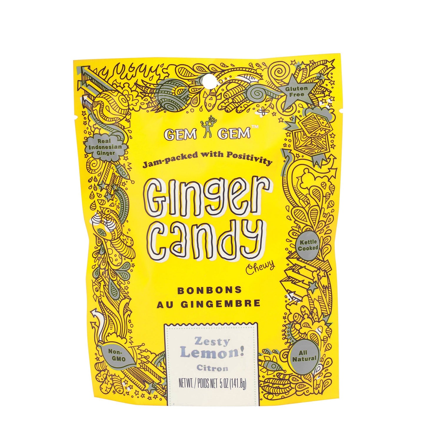 Gem Gem Ginger Candy Chewy Ginger Chews (Lemon, 5.0Oz, Pack Of 1)