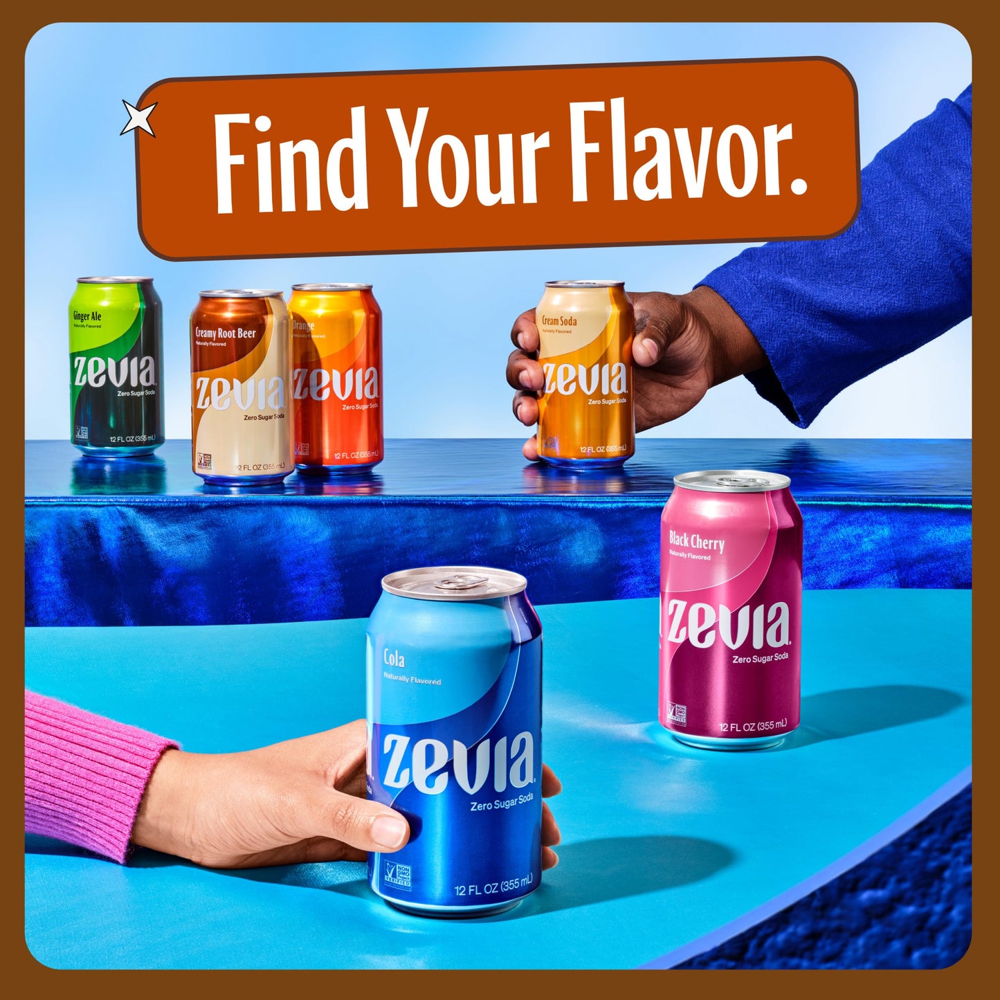 Zevia Zero Sugar Soda, Ginger Root malt-inspired, 12 oz Cans, 8-Pack, Naturally Sweetened, Non-GMO, Gluten-Free, Vegan