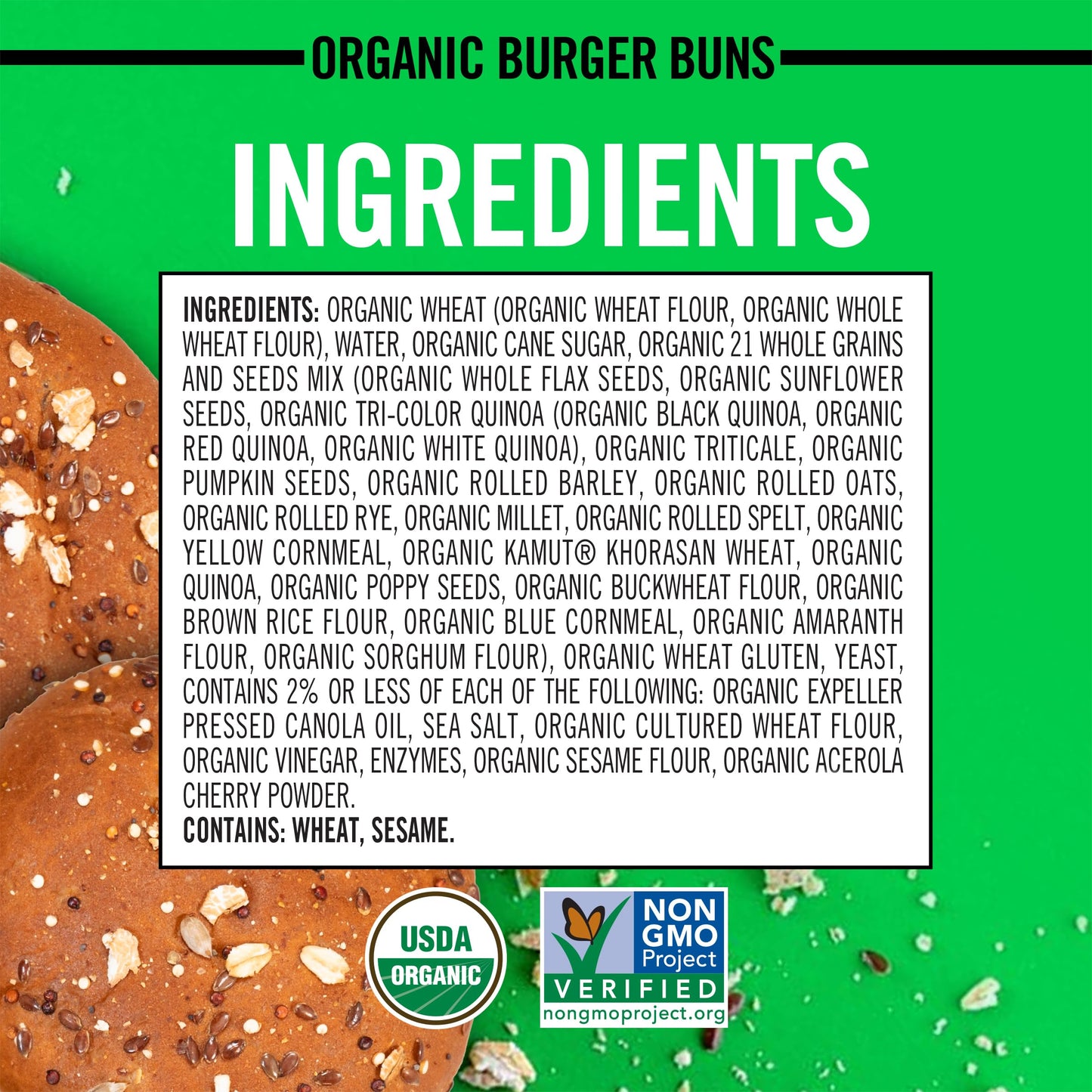 Daves Killer Bread 21 Whole Grains & Seeds Burger Buns, Organic Hamburger Buns, 8 Count