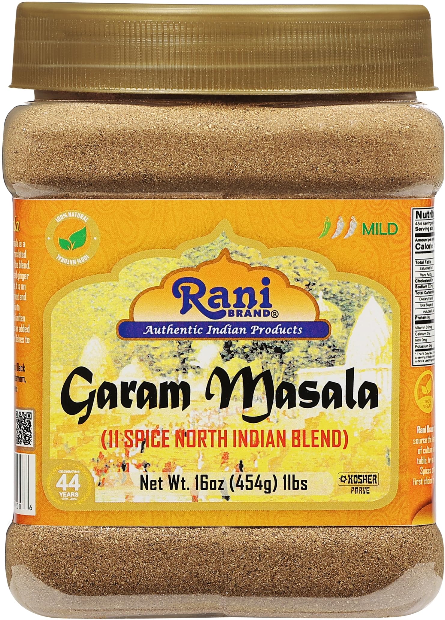 Rani Garam Masala 11-Spice Blend, All Natural, Vegan, Gluten Friendly, 16oz (1lb) PET Jar