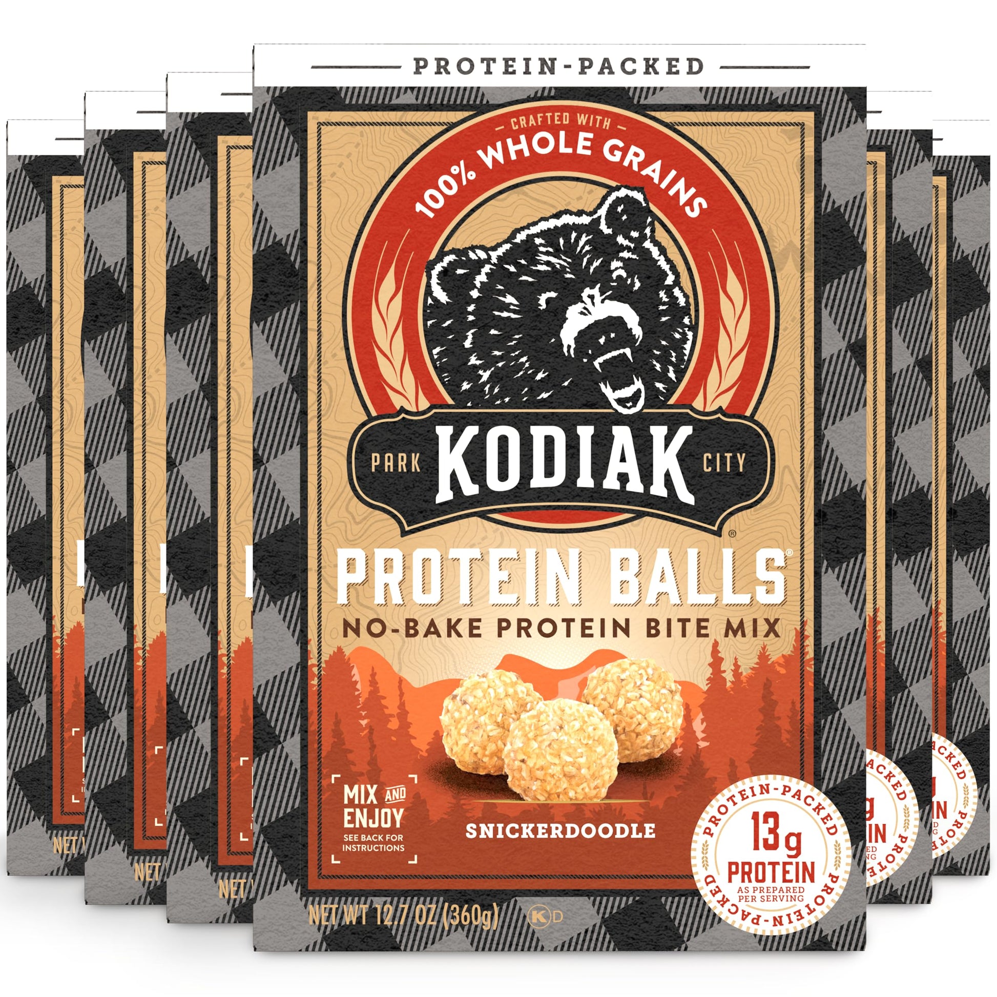 Kodiak Cakes Oatmeal Protein Ball Mix  Snickerdoodle  High Protein  100% Whole Grains  (Pack of 6)