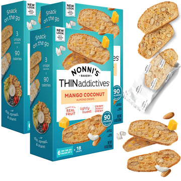Nonni'S Thinaddictives Almond Thin Cookies - 3 Boxes Mango & Coconut Almond Cookies - Sweet Crunchy & Chewy Almond Cookie Thins
