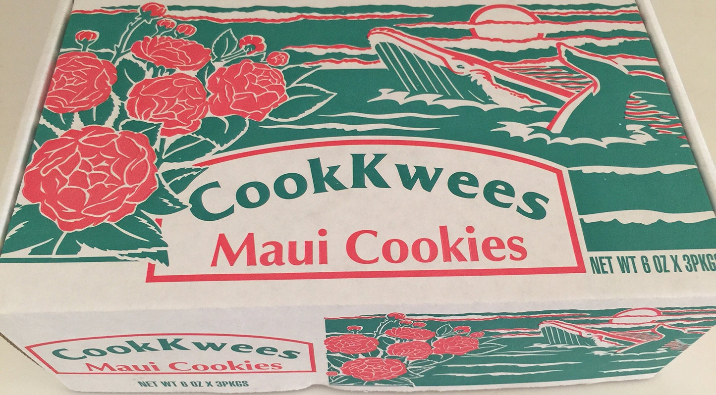 The Original Maui Cookkwees Hawaii Cookies 3 Pack- 6 Ounces Each (White Chocolate Macadamia Nut)