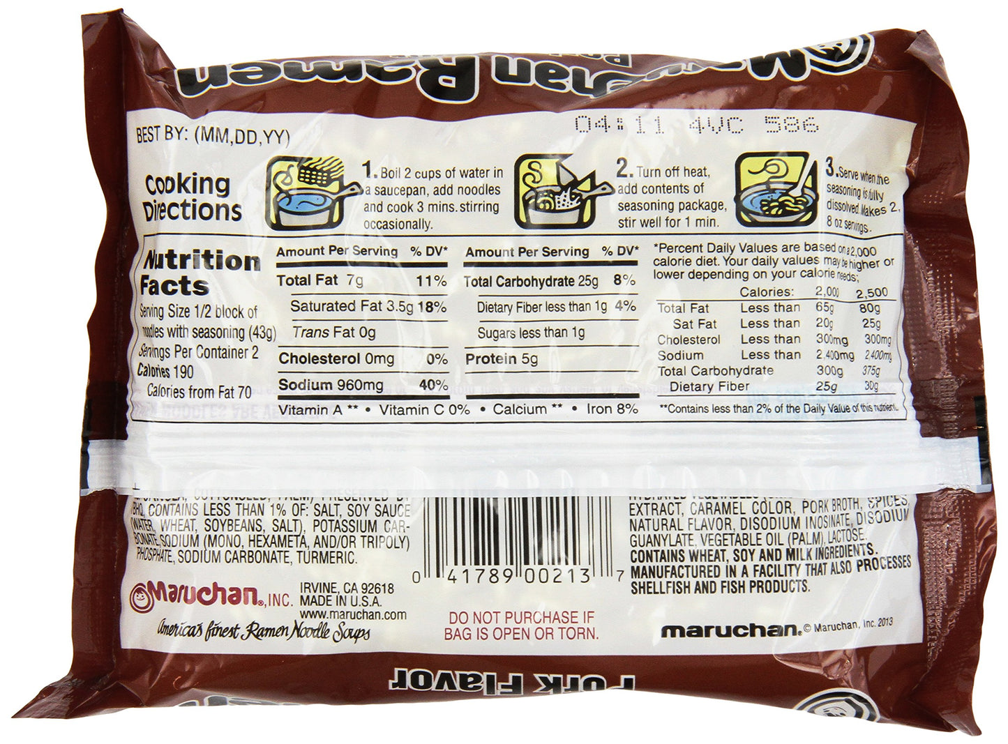 Maruchan Ramen Pork Flavored Noodle Soup 3 Oz (Pack Of 24)