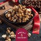Nut Cravings KREMERY Chocolate Covered Pretzels & Caramel Popcorn Gift Basket, 3.5 lbs, Deluxe Seagrass Tray with Ribbon