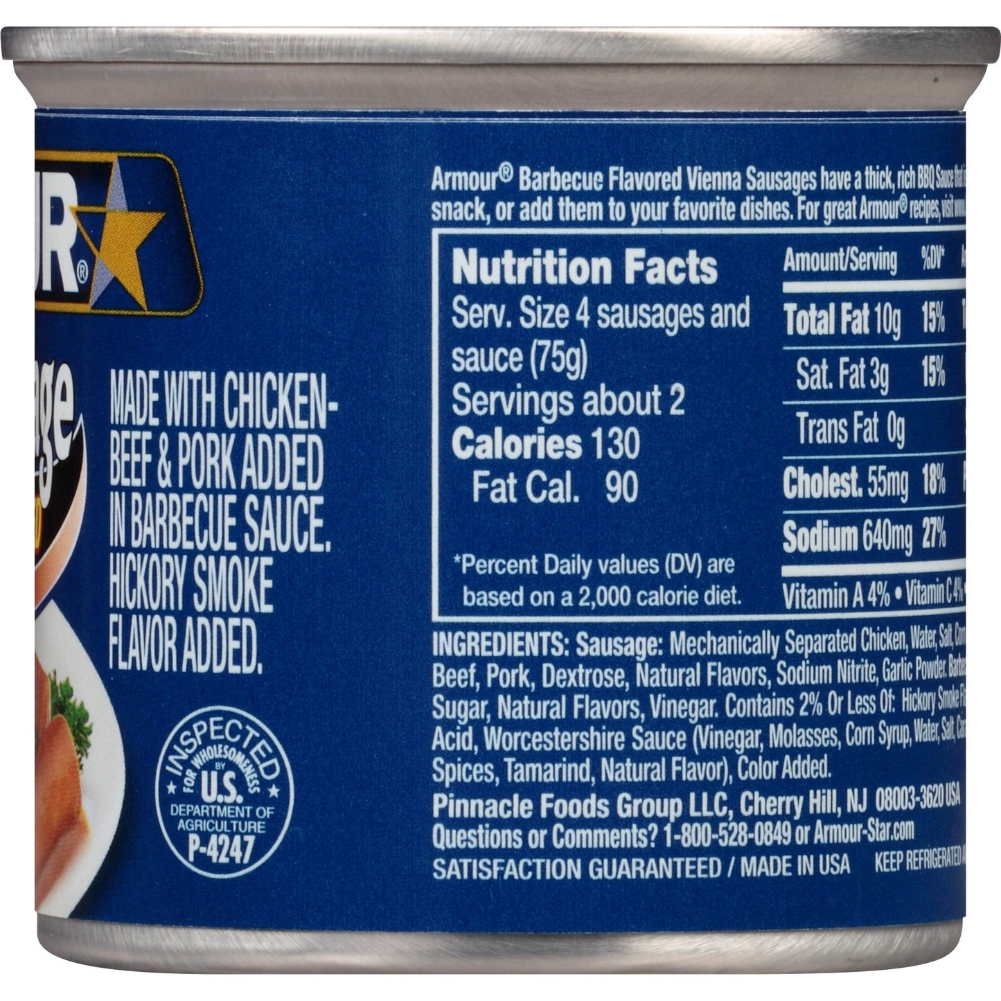 Armour Star Vienna Sausage, Barbecue Flavored, Canned Sausage, 4.6 Oz (Pack Of 24)