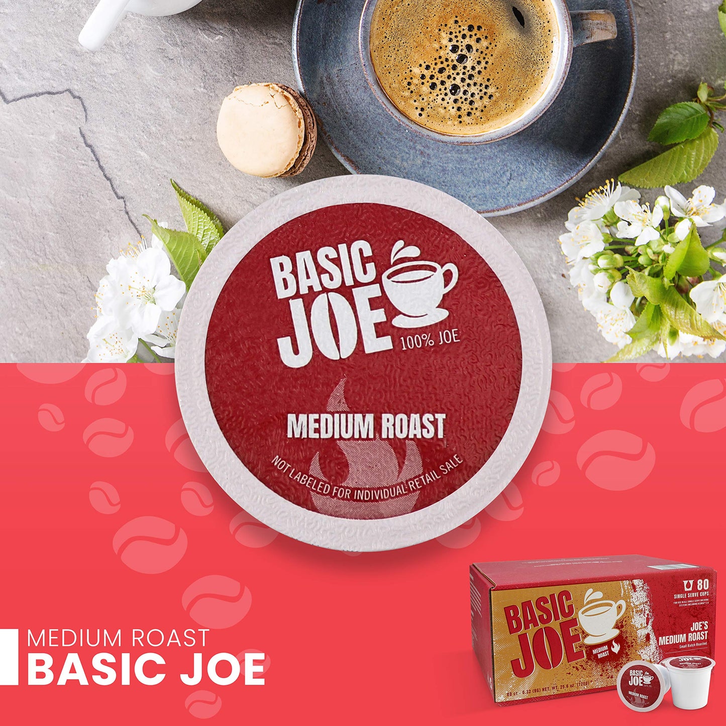 Basic Joe 80-Count Arabica Medium Roast Coffee Pods for K-Cup malt-inspired, Single Serve, Pack of 80