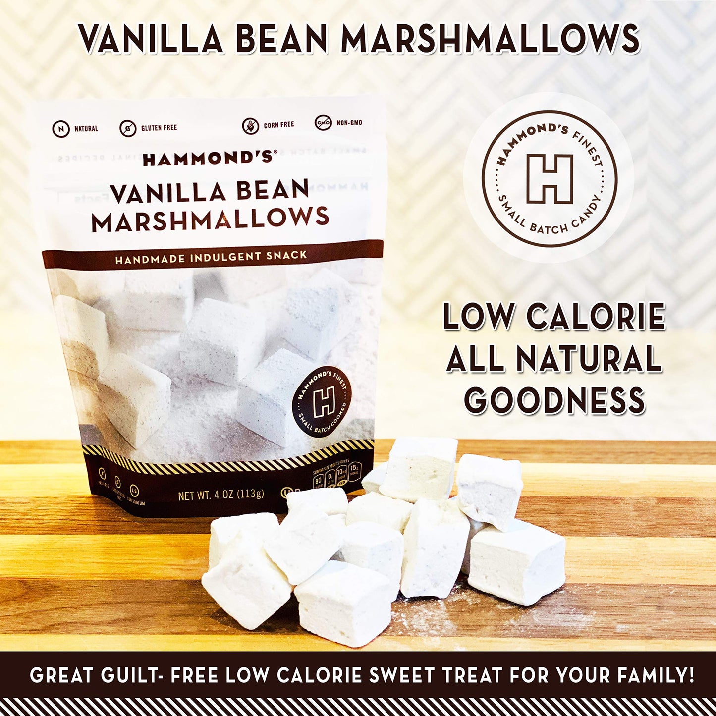 H nds Candies Gourmet Marshmallows - Vanilla Bean, Gluten-Free, 4 Pack