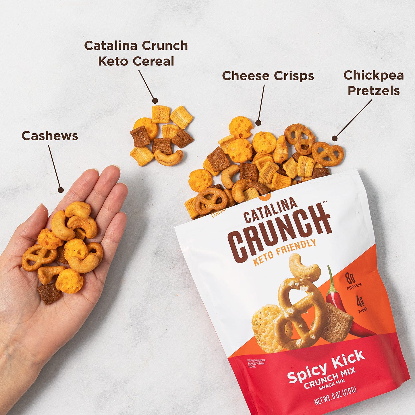 Catalina Crunch Mix Spicy Kick Keto Snack Mix | Keto Friendly, Low Carb, Protein Snacks, 6Oz (Pack Of 3)