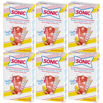 Sonic Singles to Go Powdered Drink Mix  Strawberry Lemonade  6 Sticks per Box  6 Boxes included (36 Sticks Total)