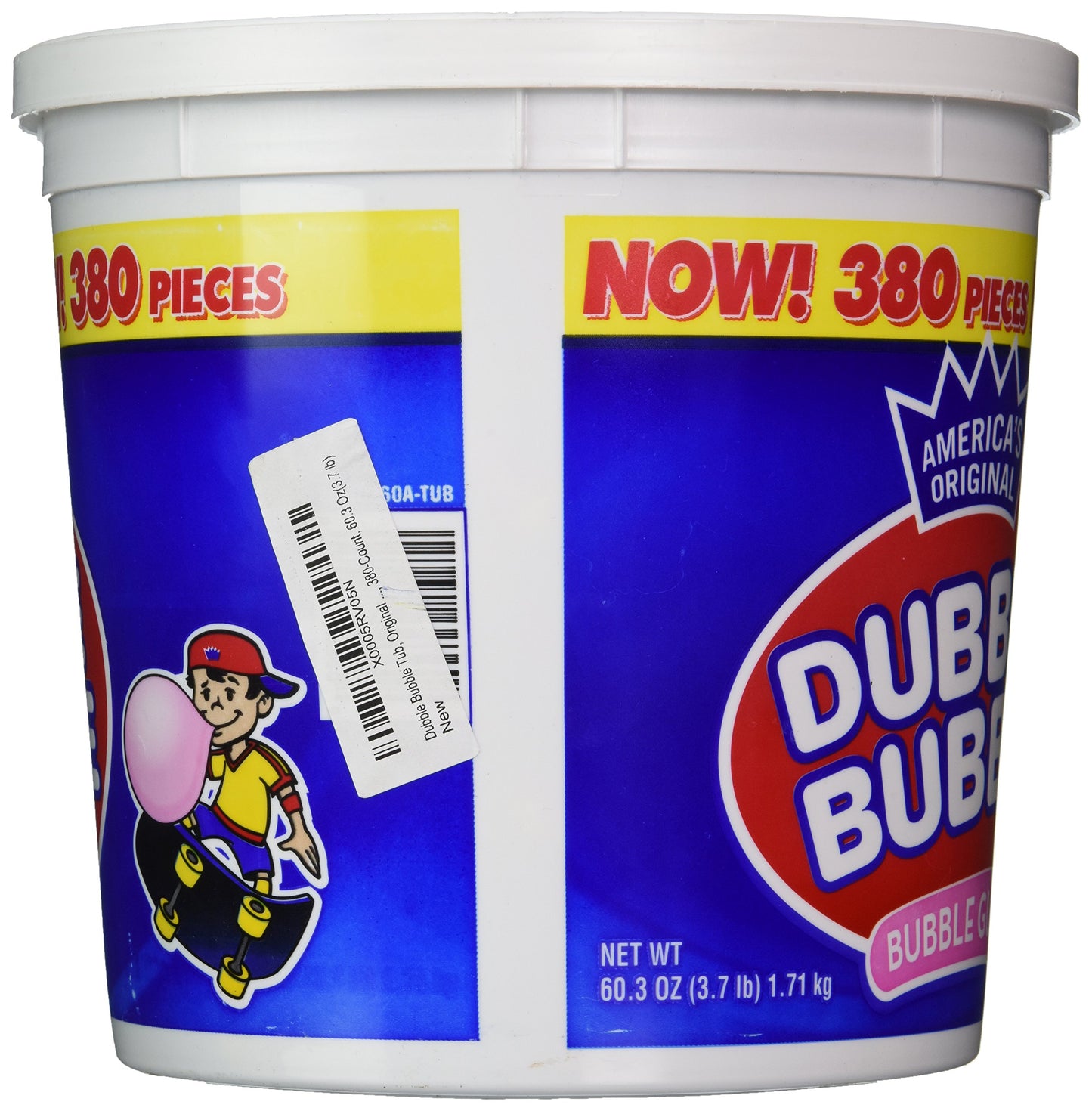 Dubble Bubble Tub, Original Flavor, 380-Count, 60.3 Oz(3.7 Lb)