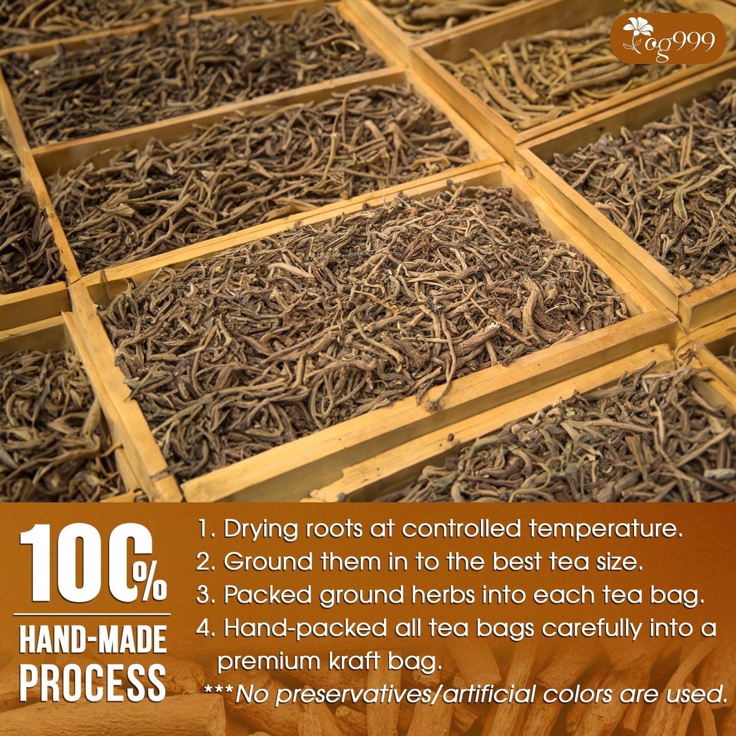 TOG999  enhanced 60 Ashwagandha Root Tea Bags  100% Natural & Pure  Ashwagandha Root Herbal Tea. No Sugar  No Caffeine  No Gluten  Vegan.