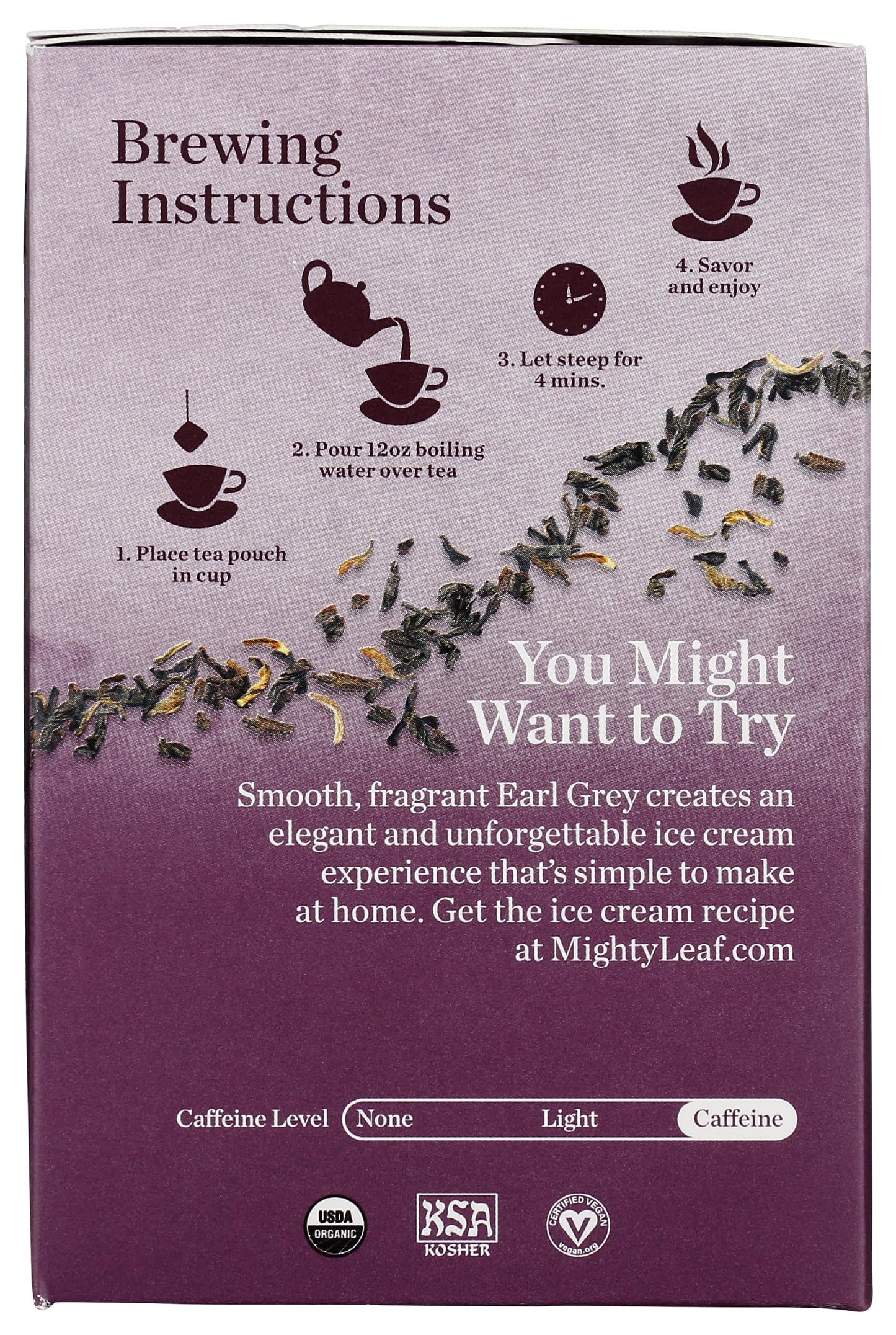 Peets Coffee Mighty Leaf Tea Organic Earl Grey, 15 Count Hand-Stitched Tea Bags, Model 510140