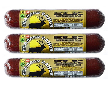 PEARSON RANCH Wild Game Elk Summer Sausage Pack of 3-7oz Summer Sausage, Exotic Meat, Low-Carb, Gluten-Free, MSG-Free,