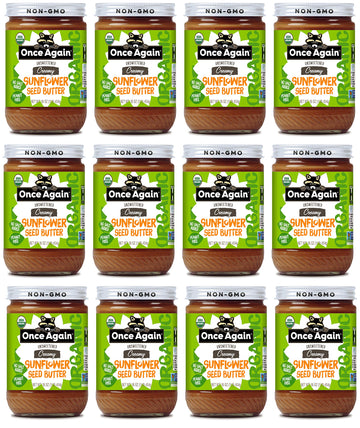 Once Again Organic Creamy Sunflower Butter, 16oz - Salt Free, Unsweetened - Peanut Free, USDA Organic, Gluten Free Certified, Ve