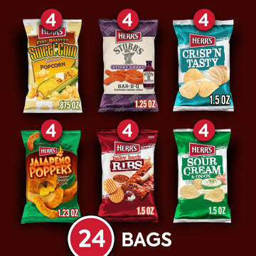 Herr'S Variety Pack, Assorted Snacks, 0.625-1.5 Ounce (Pack Of 24 Bags)