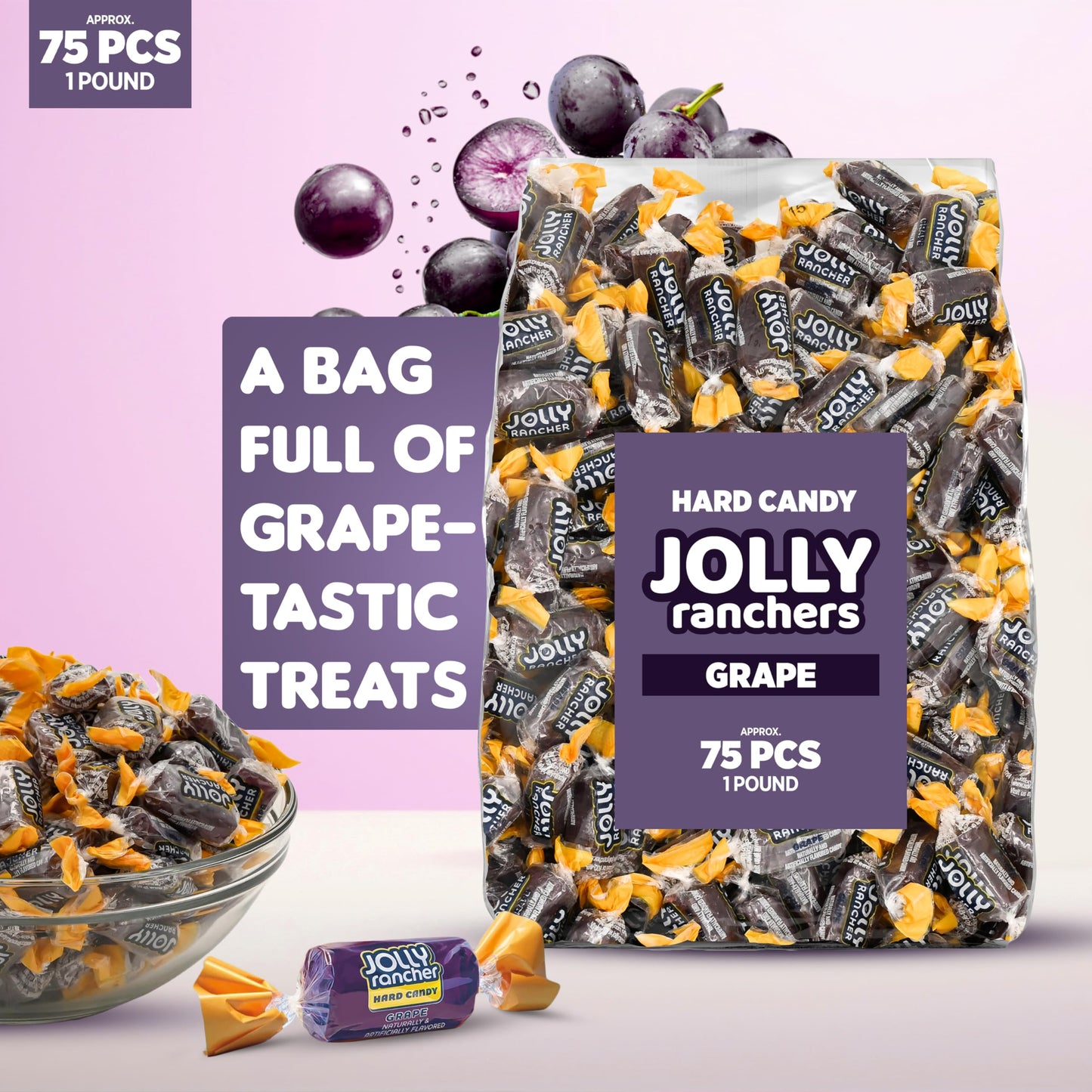 Candylish G  Jolly Ranchers Hard Candy – Original Flavor – 1 LB Bulk Bag – Tart & Sweet  , Approx. 75 Pieces
