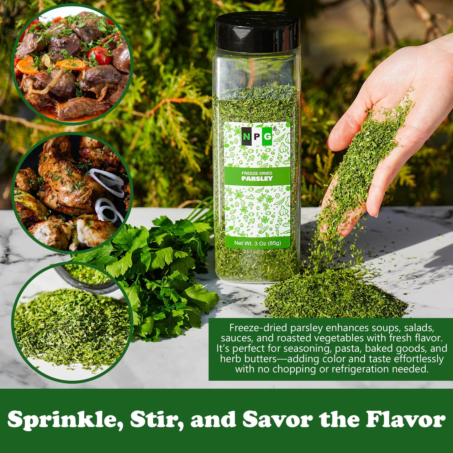 Npg Freeze-Dried Parsley Flakes 3 Oz, Dehydrated Chopped Parsley For Cooking, Soups, Pasta, And Garnish, Aromatic Herb Seasoning