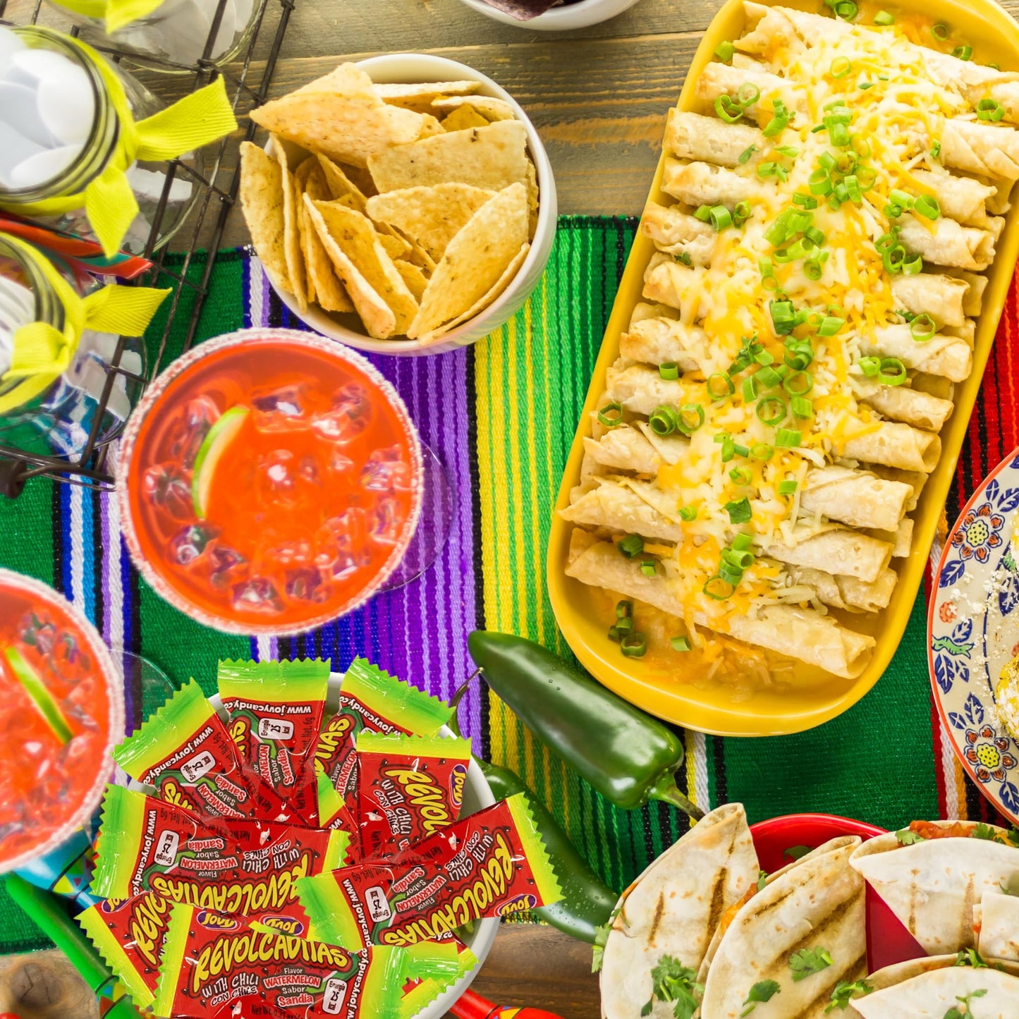 Sweet And Spicy Hard Candies Covered In Chili Powder, Watermelon Flavored Individually Wrapped Mexican Candies For Sharing, Pina
