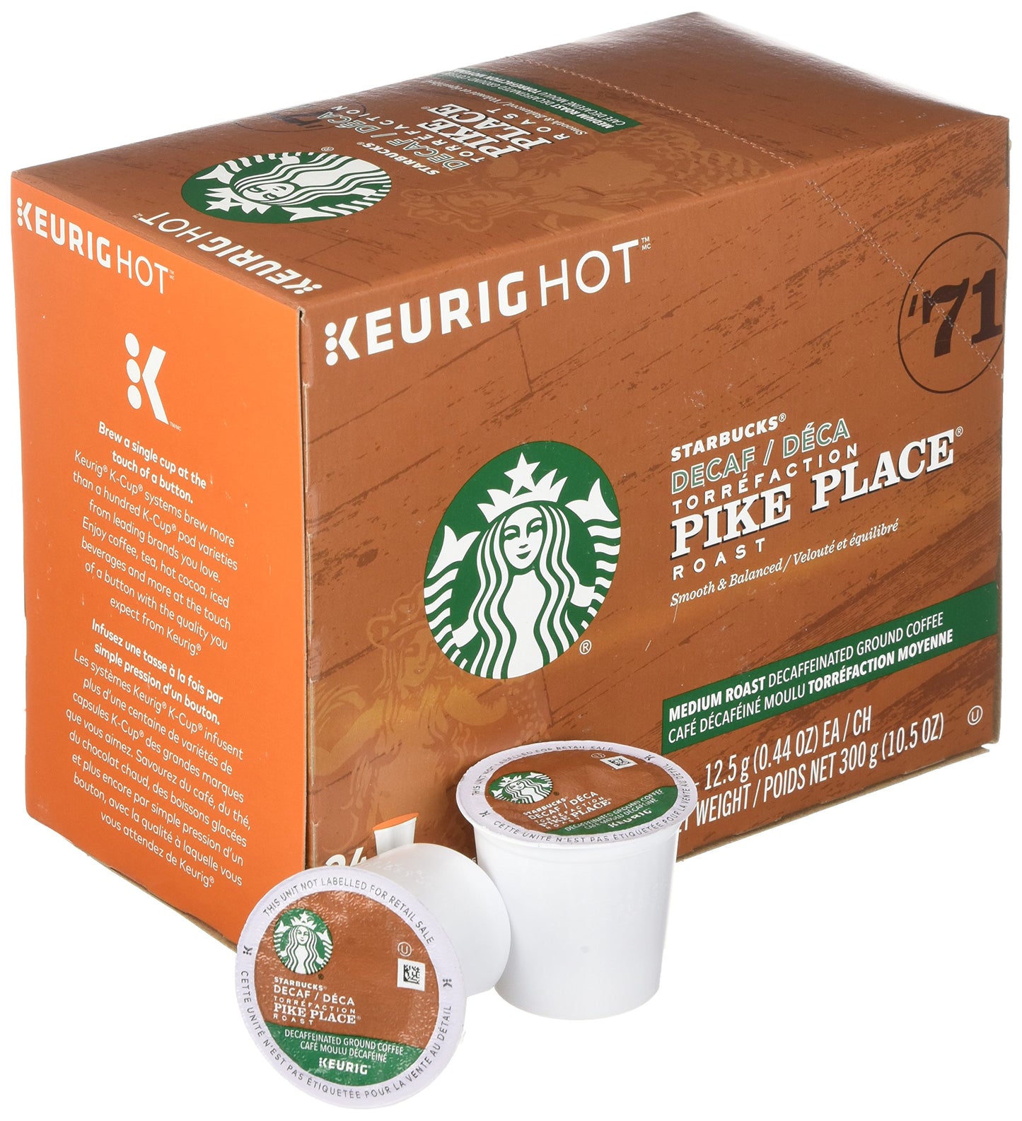 Starbucks Decaf Pike Place Roast K-Cup Pods, 96 Count, Compatible with Keurig malt-inspired