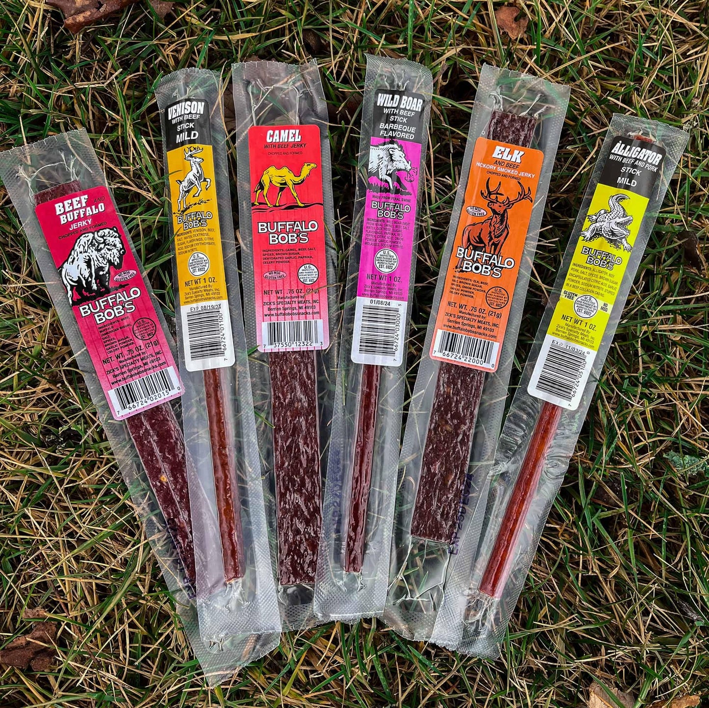 Jerky-n-Spice Buffalo Bobs Beef Jerky Variety Gift Set, Exotic Sampler Pack, 6 Pack, 0.88 Ounce Each, Assorted Snacks for Men
