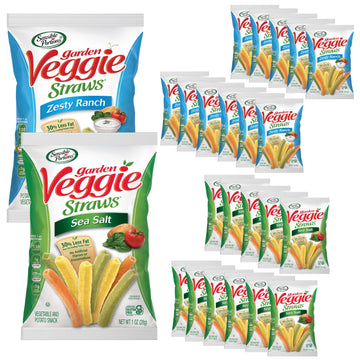 Sensible Portions Garden Veggie Straws, Snack Size Variety Pack, Sea Salt And Zesty Ranch, 1 Oz (Pack Of 24)