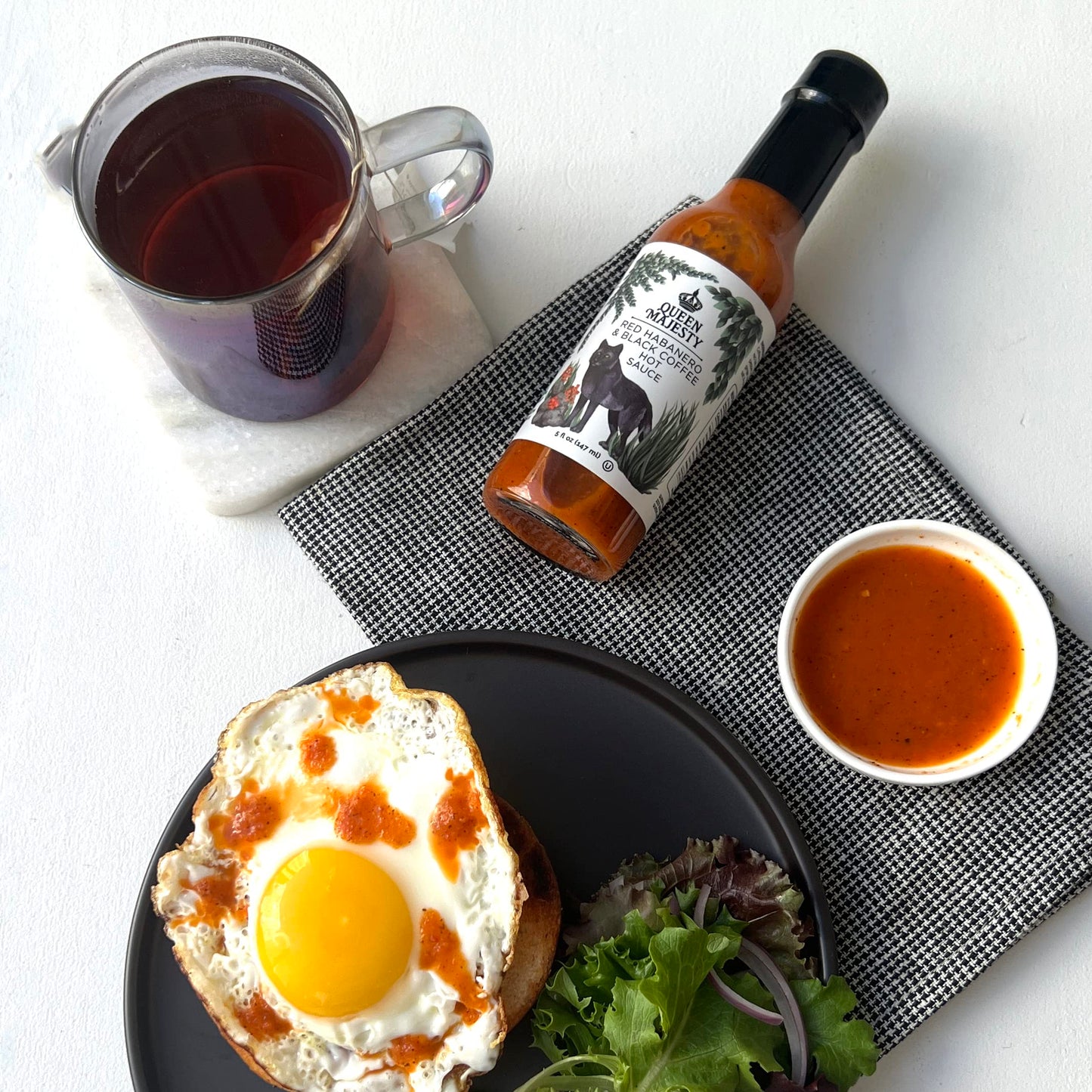 Queen Majesty Red Habanero & Black Coffee Hot Sauce, 5 Oz - All Natural Habanero Condiment - Fair Trade, Vegan, Gluten Free, Non Gmo, Sugar Free, Featured On Hot Ones
