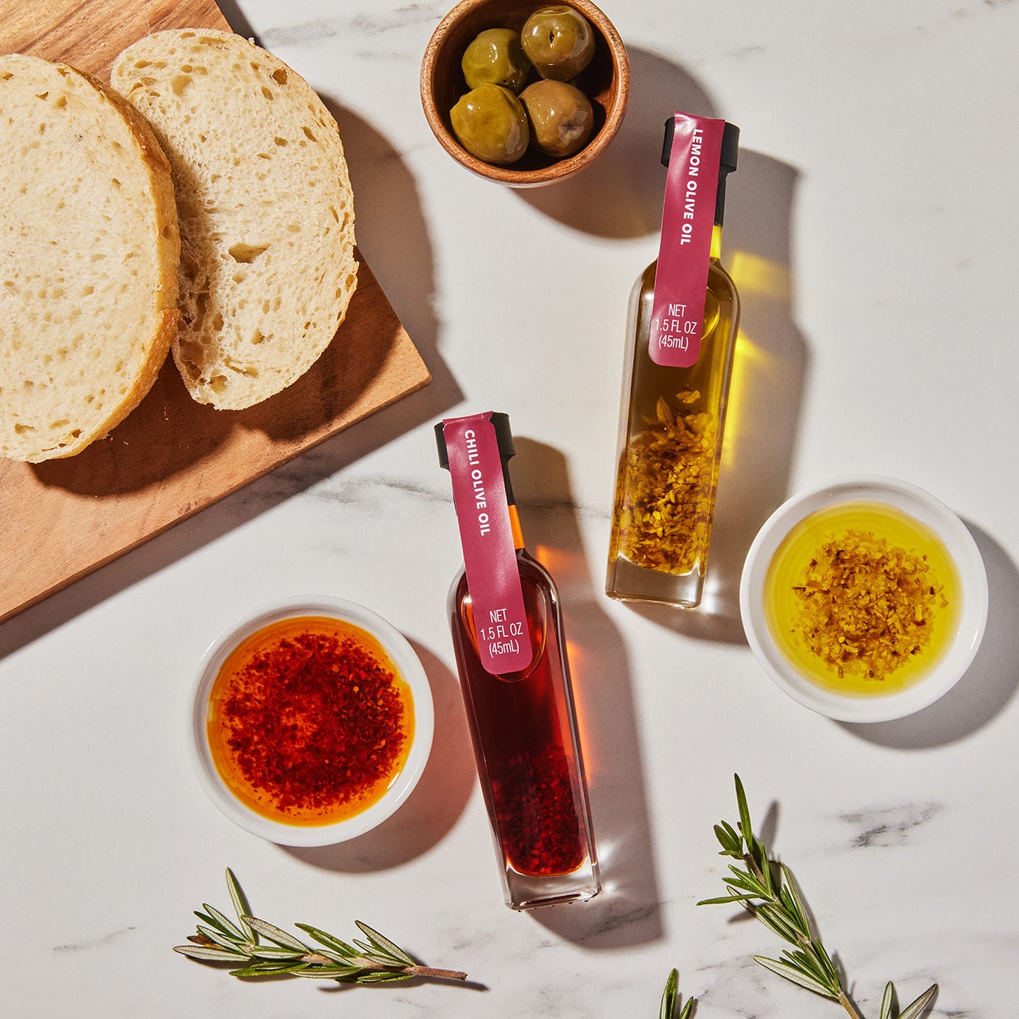 Thoughtfully Gourmet Spice Infused Olive Oil Gift Set, 1.5 Fl Oz (Pack of 7), Flavors: Chili, Rosemary, Lemon, Garlic, Herbs, Tuscan