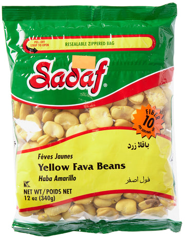 Sadaf Yellow Fava Beans - Baghala - Fava Beans For Cooking And Food Enhancing - Mediterranean Cuisine - Kosher - 12 Oz Resealabl