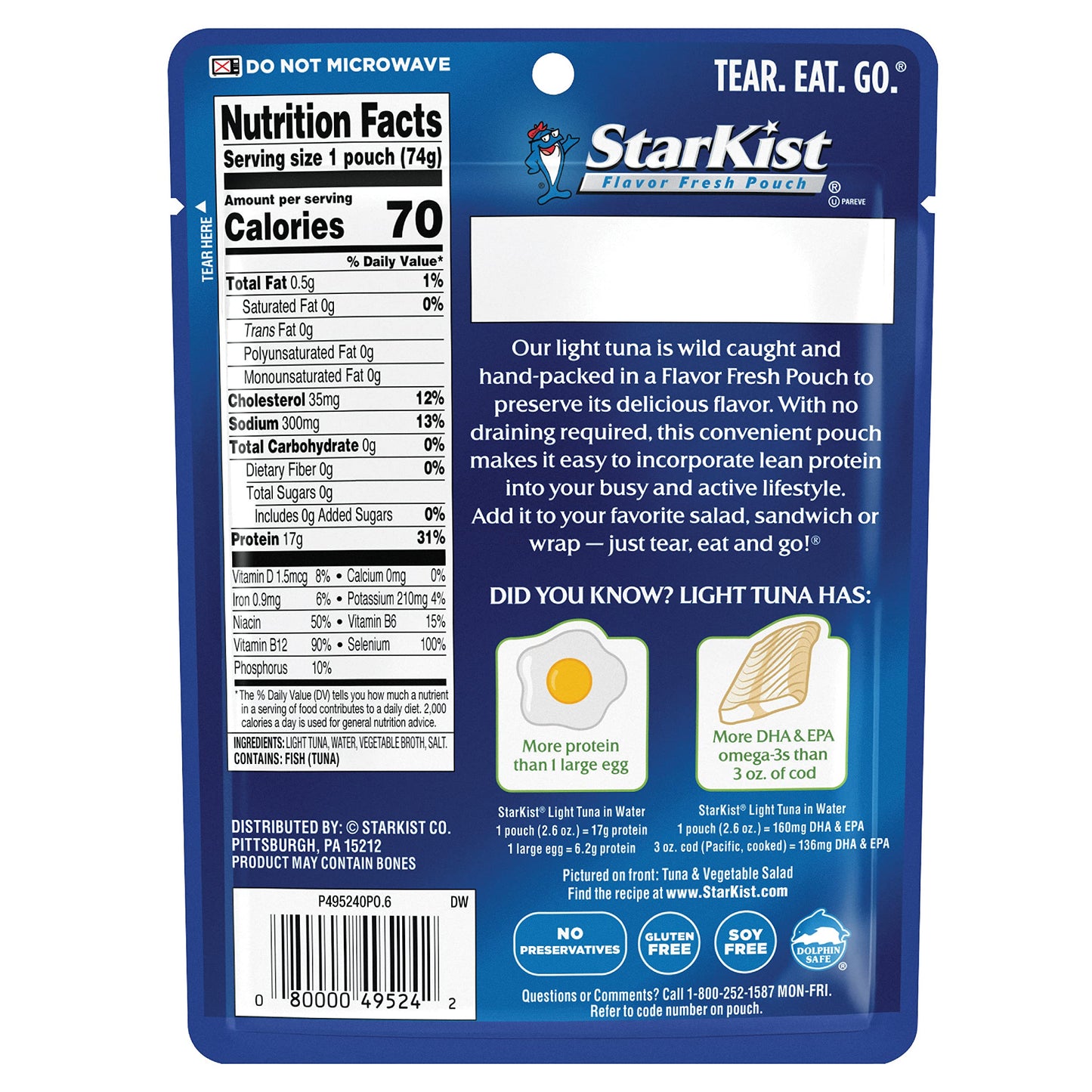 Starkist Chunk Light Tuna In Water - 2.6 Oz Pouch