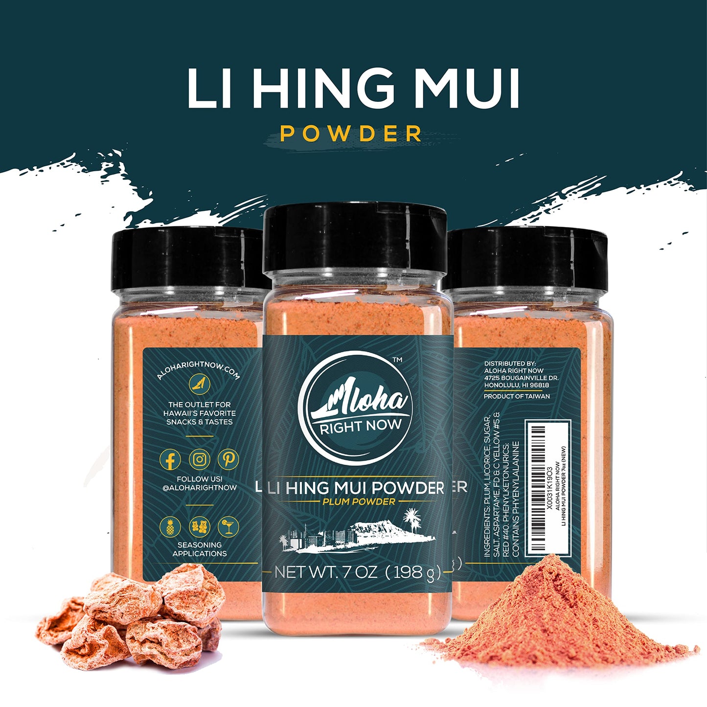 Aloha Right Now Li Hing Mui Powder Shaker, Sweet & Sour Dried Plum, 7 oz
