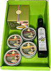 Dean Jacob's 9 pc. Collection with 4 Bread Dipping Tins, Saucers & Cold Pressed Olive Oil