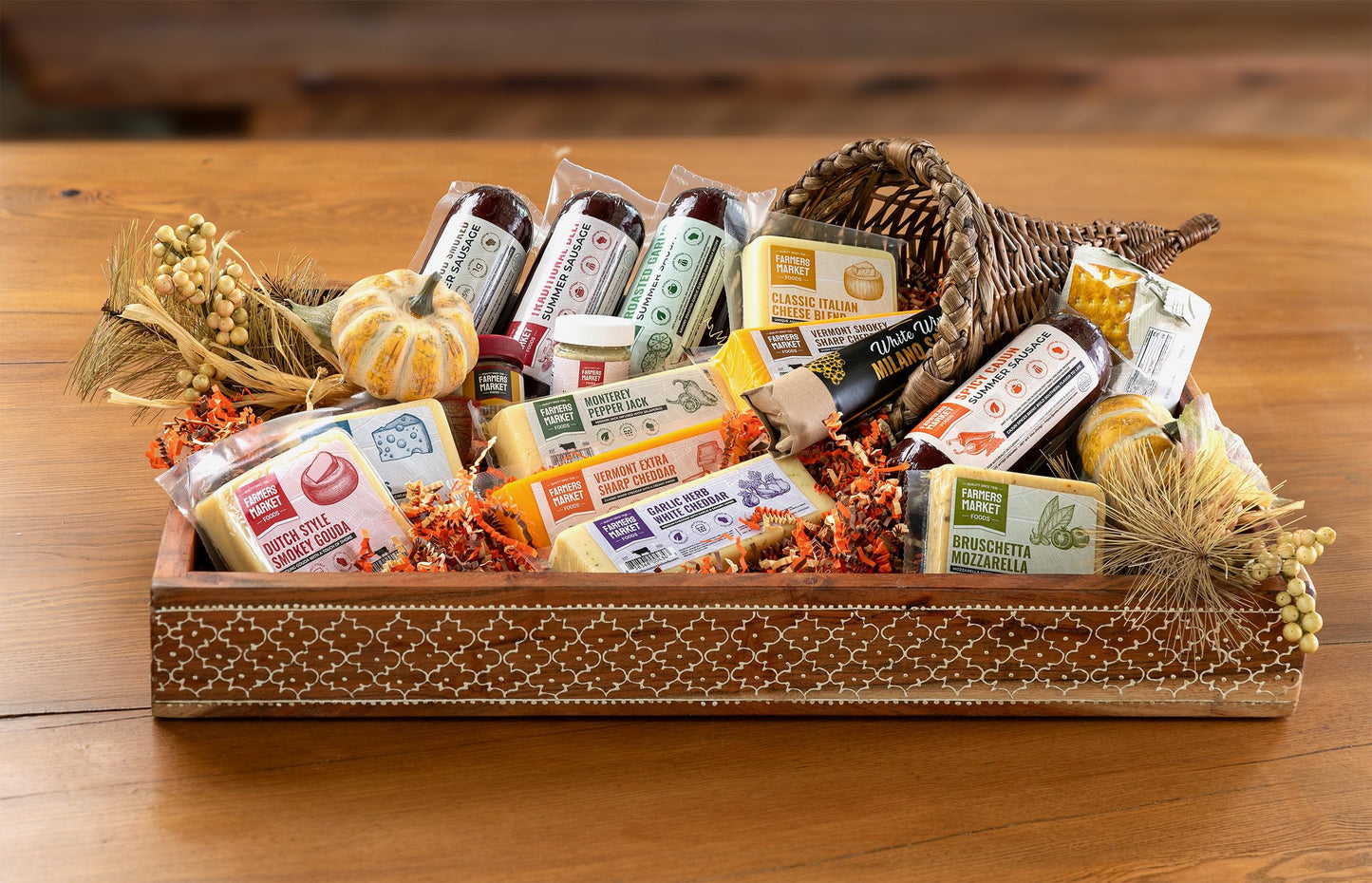 Farmers Market Gift Basket, Gluten Free, Keto, Paleo, Low Sodium, Zero Sugar, Wisconsin Cheese Gift Sets, Classic Cheese Assortment