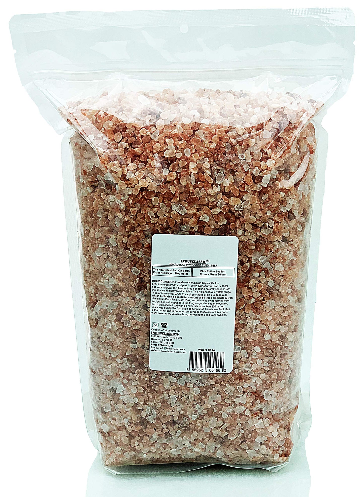 IndusClassic Himalayan Edible Pink Cooking Coarse Grain Salt, 10 lbs, Coarse Grain (3~6mm), Unprocessed