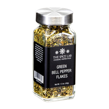 The Spice Lab Green Bell Pepper - Sweet Dehydrated Green Bell Pepper Flakes - French Jar - Kosher Vegan Seasoning - Great for Pi