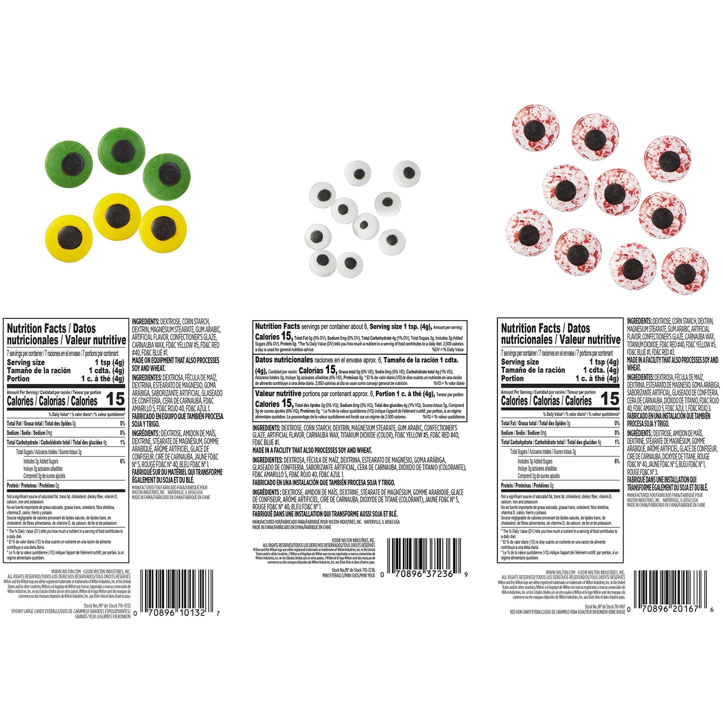 Wilton Assorted Halloween Candy Eyeball Set, 3-Packs