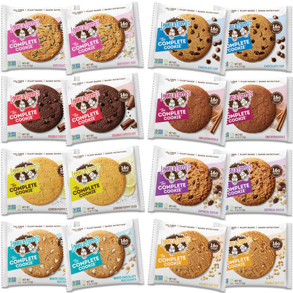 Lenny & Larrys The Complete Cookie, 8 Flavor Variety Pack, Soft Baked, 16g Plant Protein, Vegan, Non-GMO, 4 Ounce Cookie (Pack 