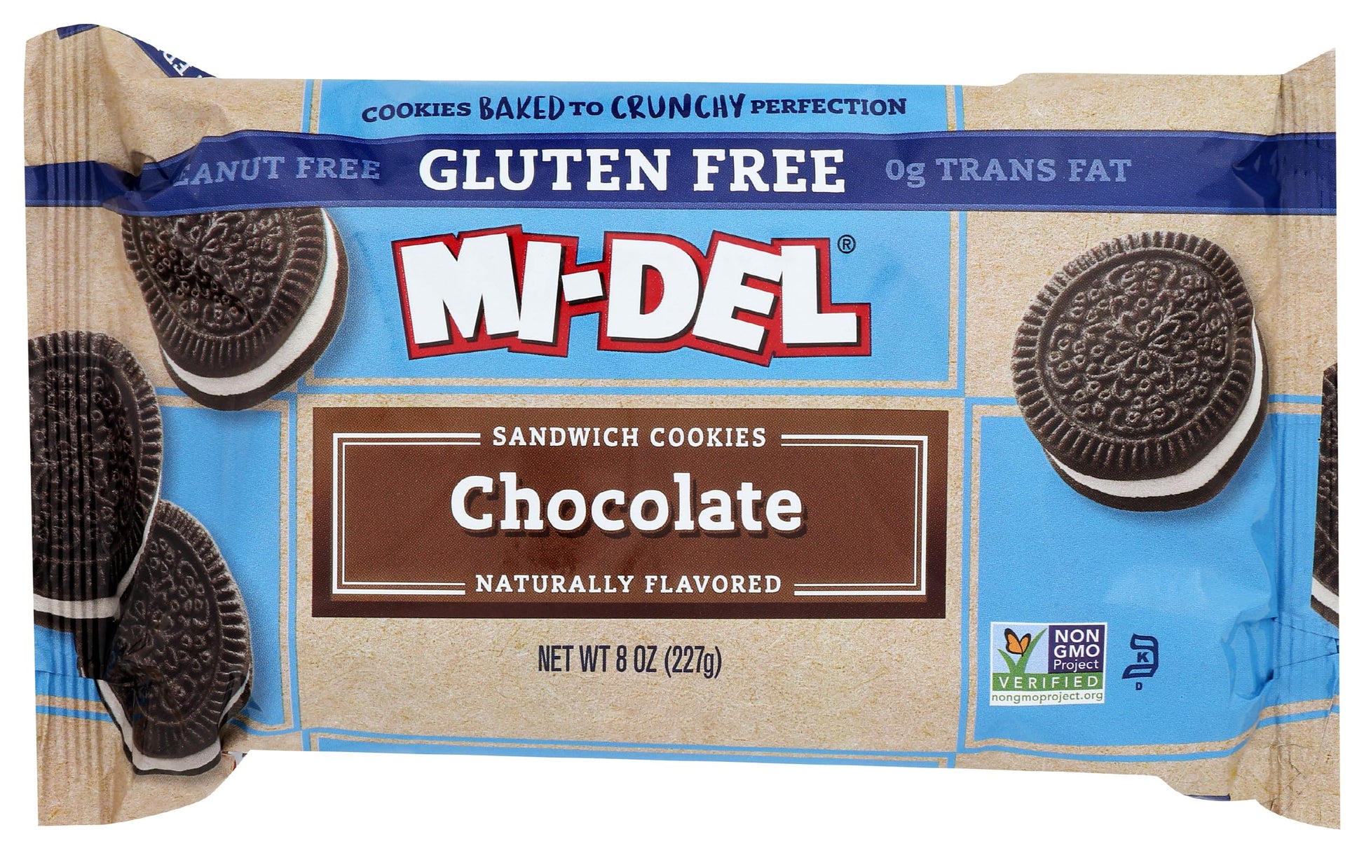 Mi-Del Gluten Free Cookies, Chocolate Sandwich, 8 Ounce