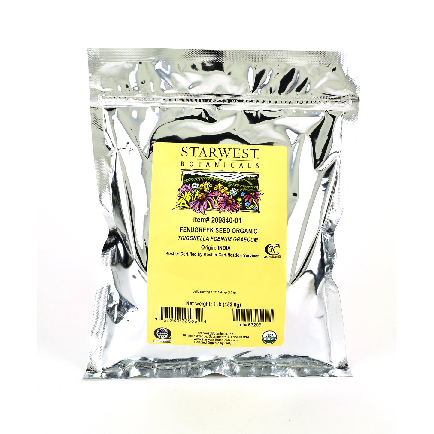 Starwest Botanicals Organic Whole Fenugreek Seed, 1 Pound Bulk Spice (Pack of 2)