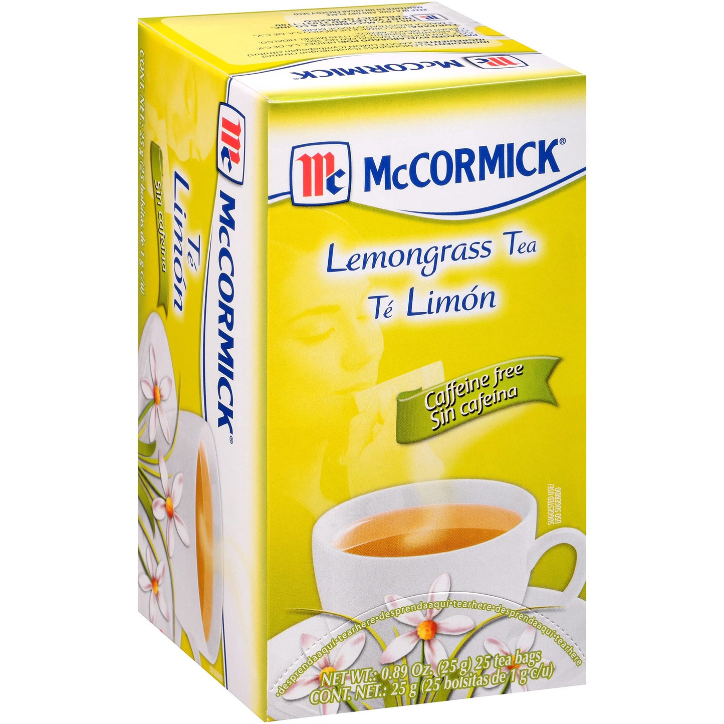 McCormick Lemongrass Tea Bags, Caffeine Free, 25 Count, 0.89 oz