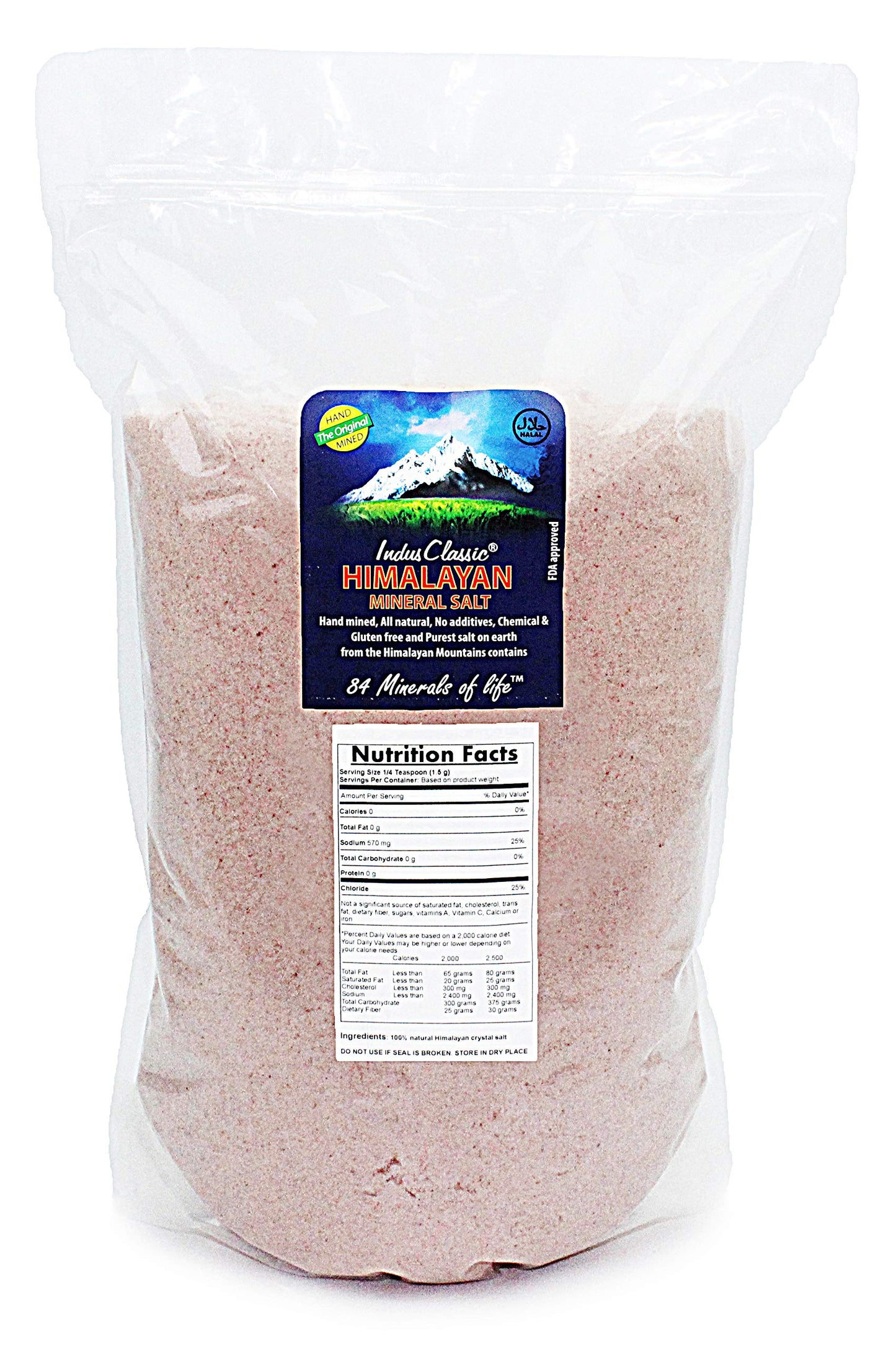 IndusClassic Himalayan Pink Cooking Salt, Fine Grain 0.5mm to 1mm, 20 Pound Bag, Kosher, Unprocessed