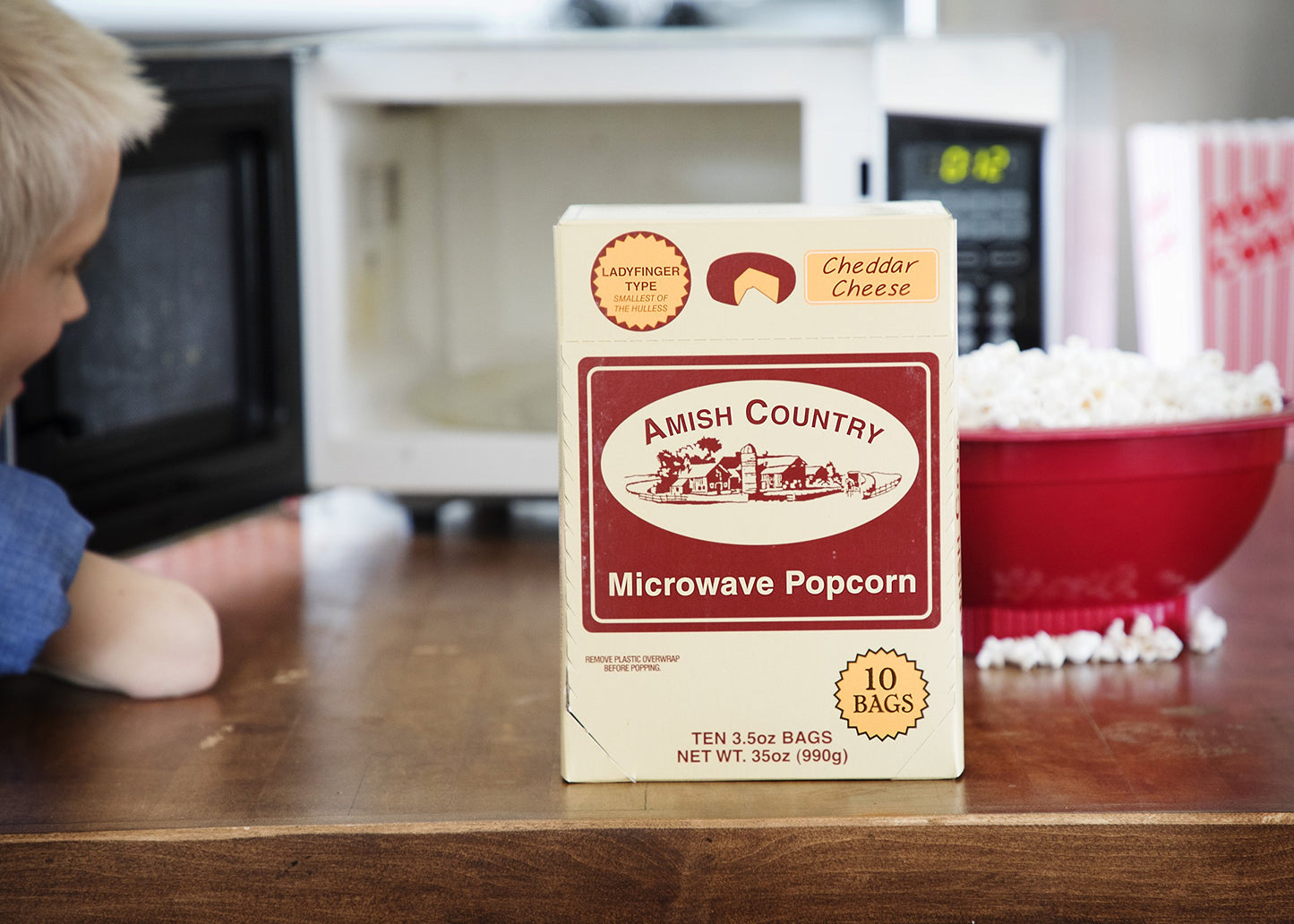 Amish Country Popcorn | Old Fashioned Microwave Popcorn | 10 Bags Cheddar Cheese Ladyfinger | Non-Gmo, Gluten Free, Microwaveabl