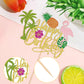 1 Pcs Tropical Luau Happy Birthday Cake Topper Glitter Flower Flamingo Turtle Leaf Pineapple Palm Tree Cake Pick For Summer Beac