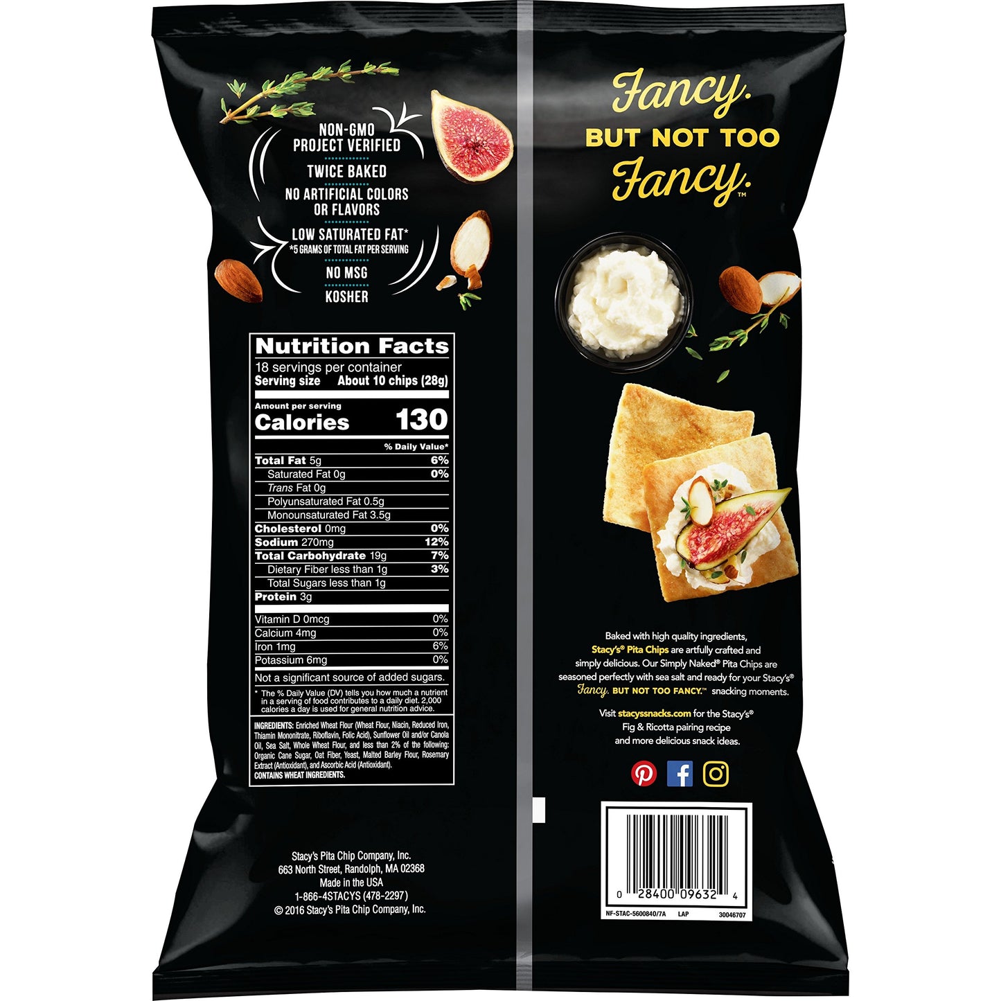 Stacys Simply Naked Pita Chips, 18 Ounce (Pack of 6)